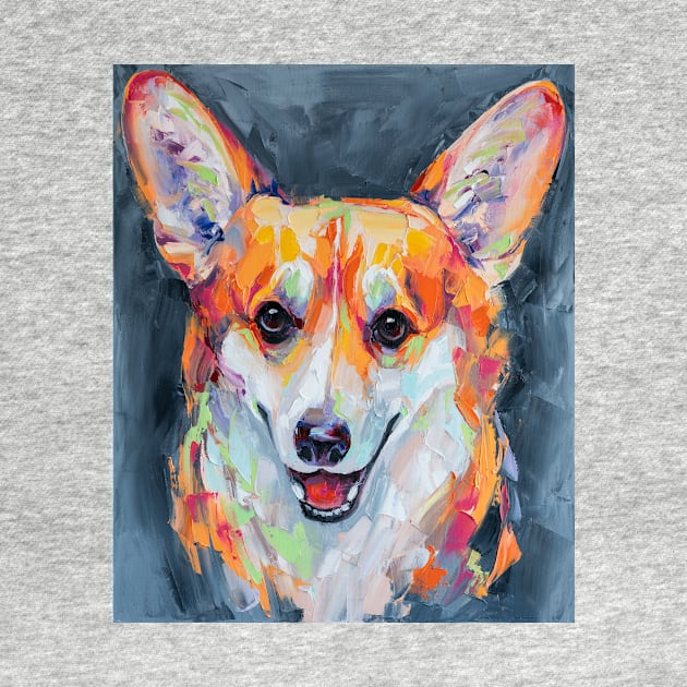 Conceptual abstract painting of a welsh corgi pembroke muzzle. by MariDein